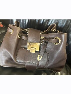 Brown Calfskin leather Jimmy Choo Ramona shoulder bag VNTG